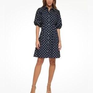 NWT Tommy Hilfiger Women's Polka Dot Sky Captain Dress Sz 2 Wedding Party $129